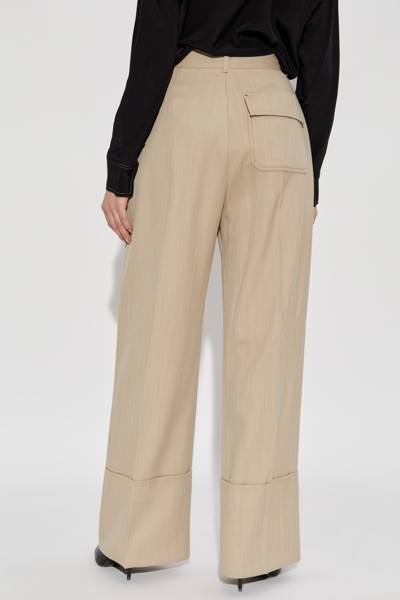 パンツ VICTORIA BECKHAM WIDE BEIGE TROUSERS IN COTTON Victoria Beckham Wide beige trousers in cotton | VAZLUXE.COM